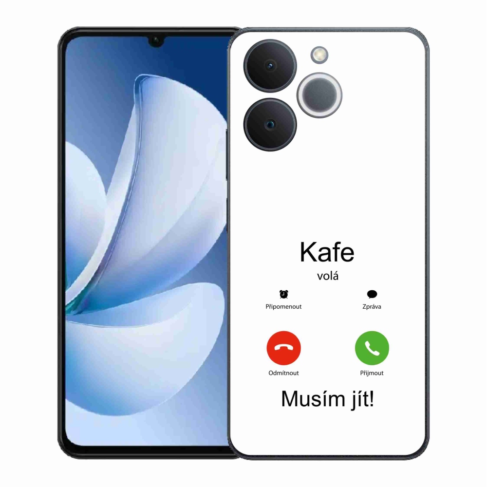 Gél borító mmCase a Realme Note 70T készülékhez - kávé hívások fehér háttérrel