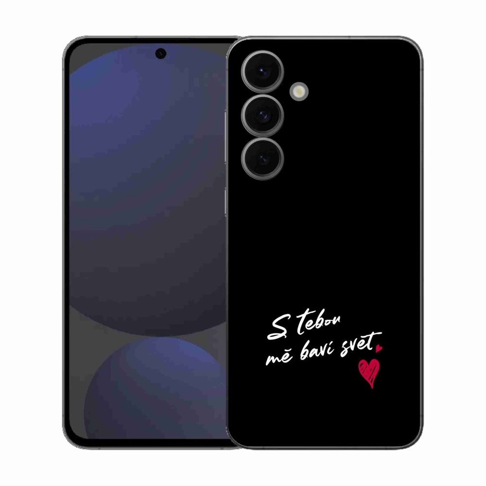 Gél borítás mmCase Samsung Galaxy S25 FE - szerelmes szöveg 1 fekete háttér