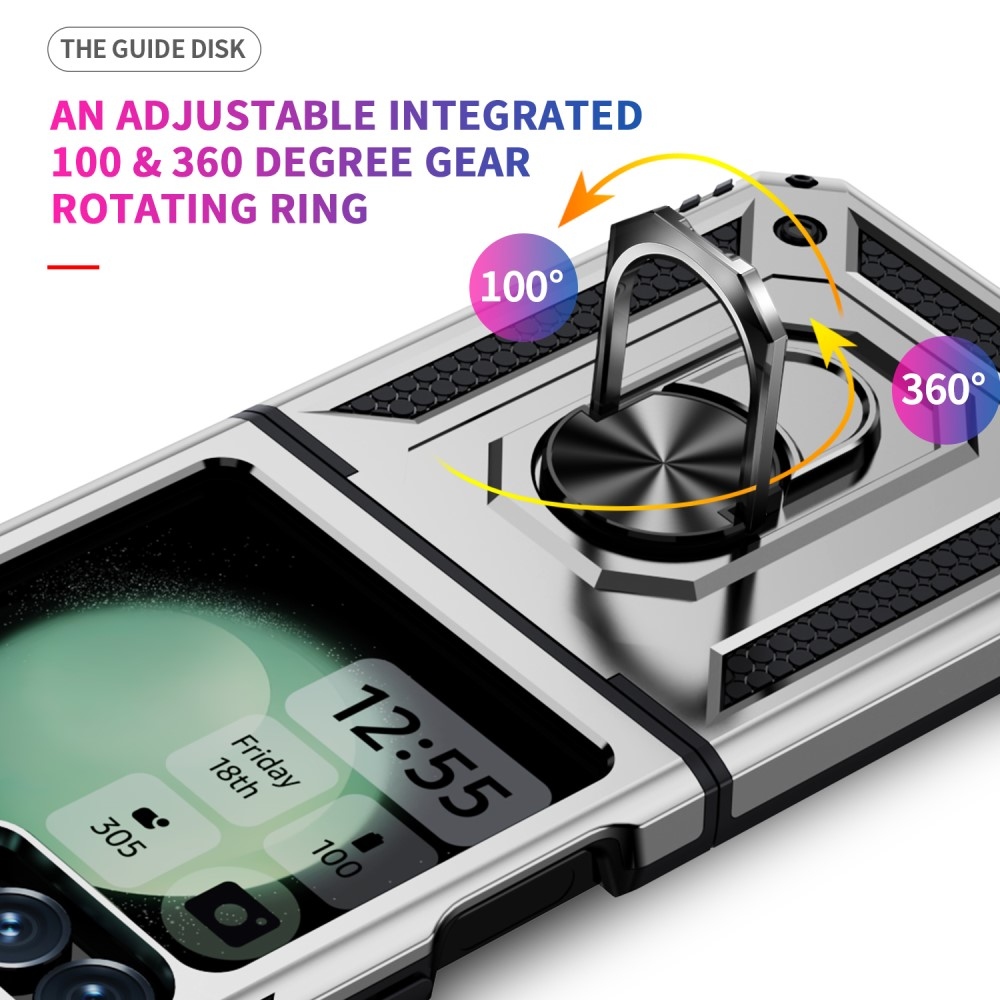 Gyűrűálló borítás Samsung Galaxy Z Flip6 5G / Z Flip7 FE 5G készülékhez - ezüst színű