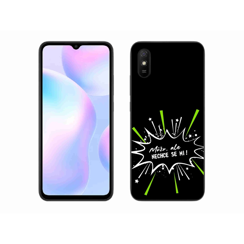 Gél borító mmCase a Xiaomi Redmi 9A számára - vicces szöveg 11 fekete háttérrel