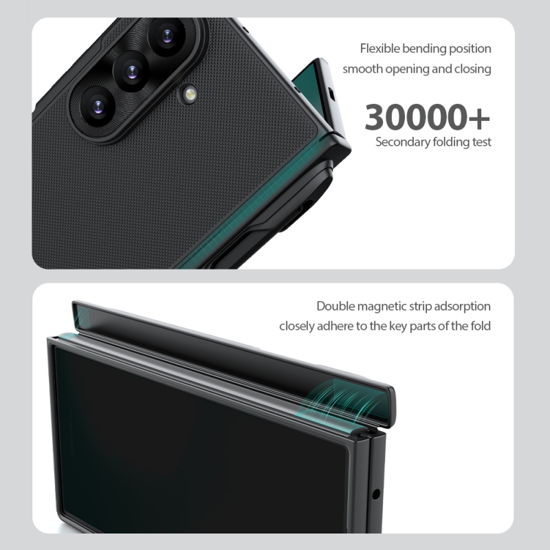 Nillkin Super Frosted FOLD mágneses tolltartóval ellátott hátsó tok a Samsung Galaxy Z Fold 8 Ultra-hoz, átlátszó fekete
