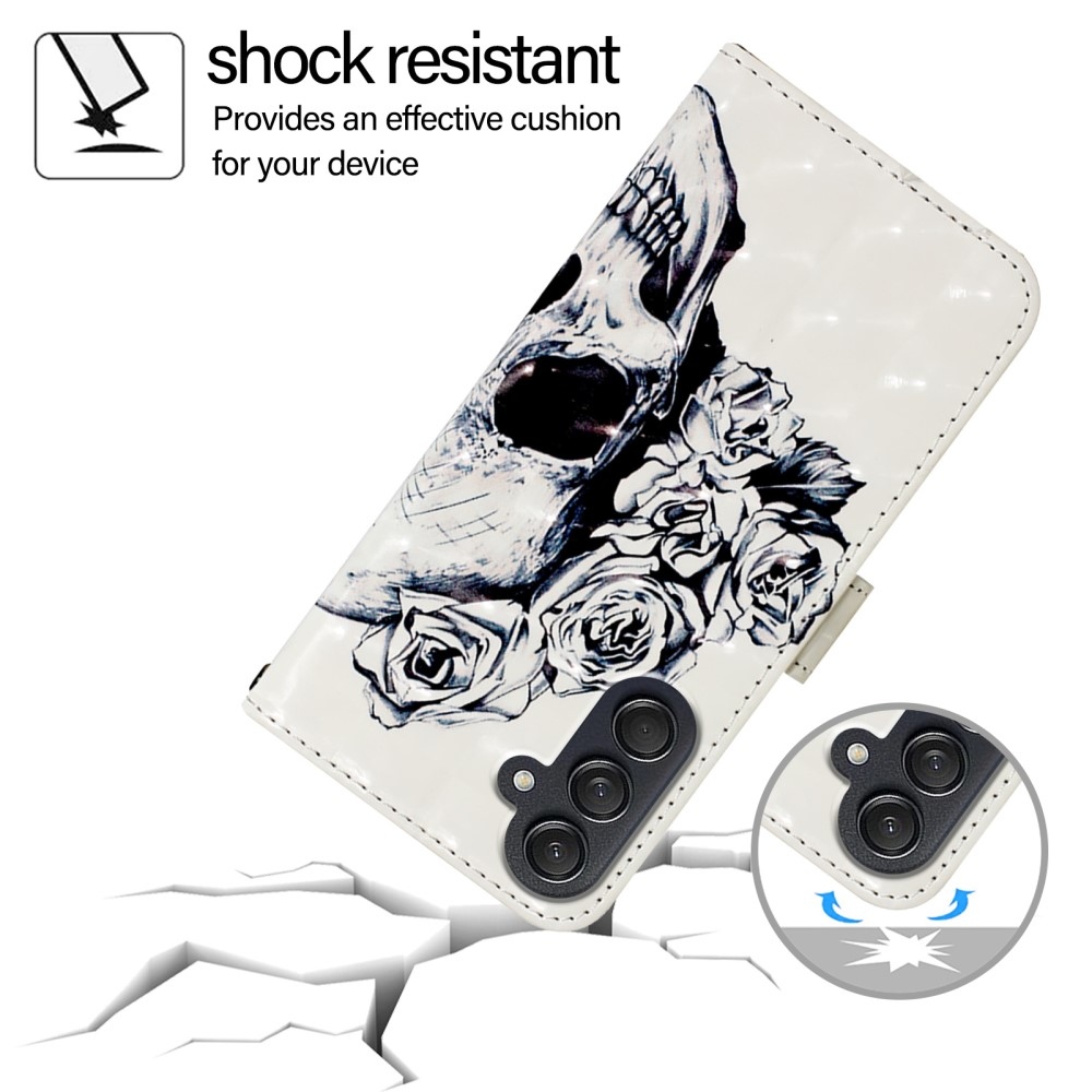 Patte könyv tok Samsung Galaxy M55 5G - koponya és rózsa