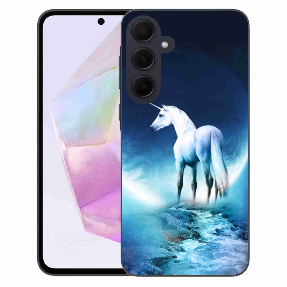Gél védőhuzat mmCase Samsung Galaxy A35 5G - fehér egyszarvúhoz