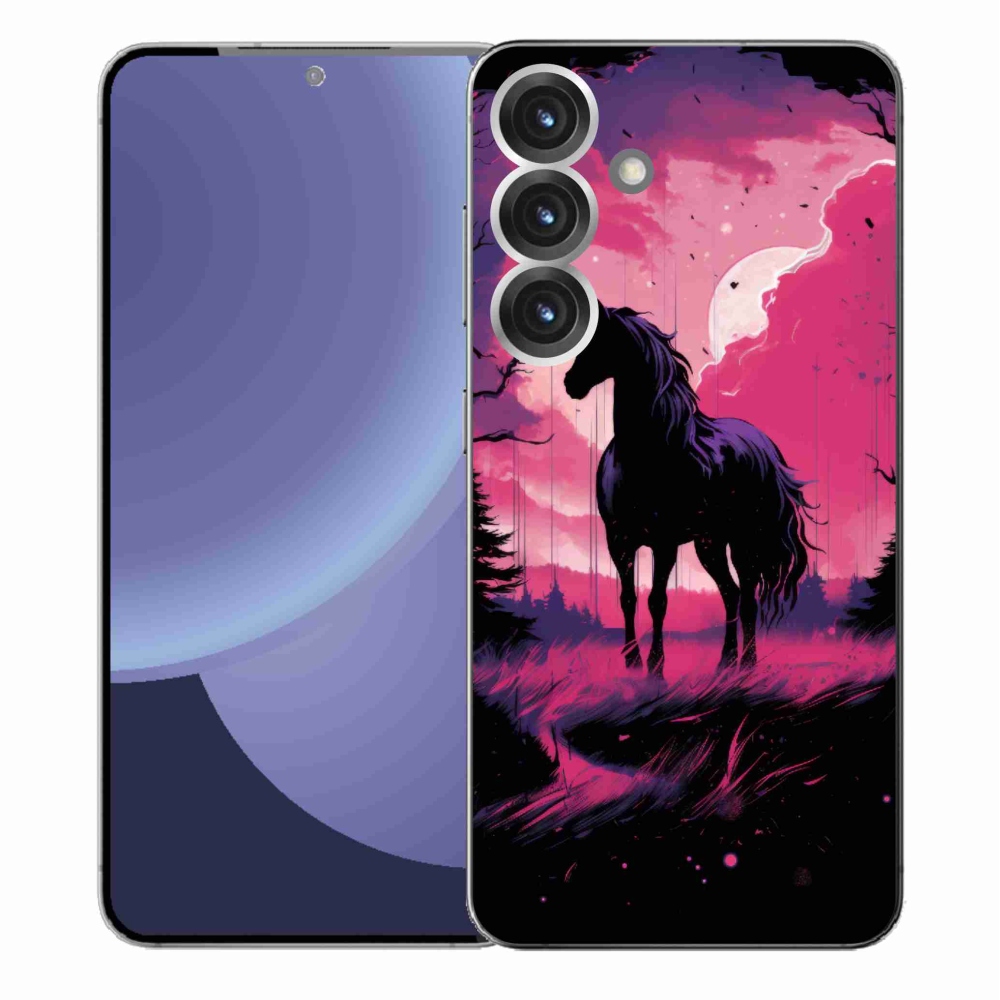 Gél védőhuzat mmCase Samsung Galaxy S25+ - fekete rajzfilm ló 1