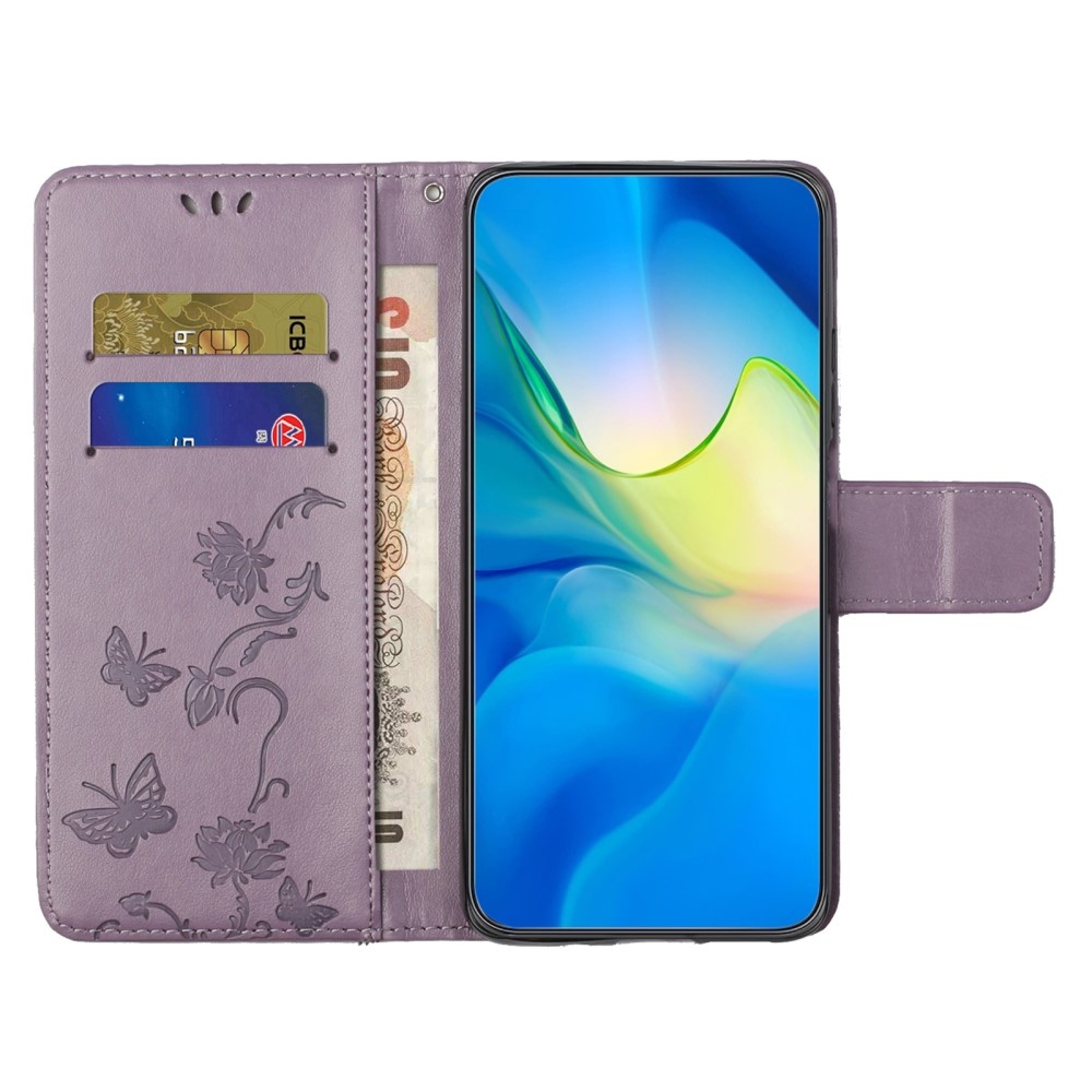 Virágos könyvtáska Samsung Galaxy A56 5G - világos lila