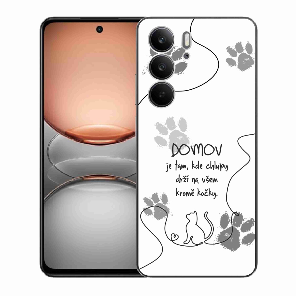 Gél borító mmCase a Realme C75 készülékhez - macska motívum fehér háttérrel