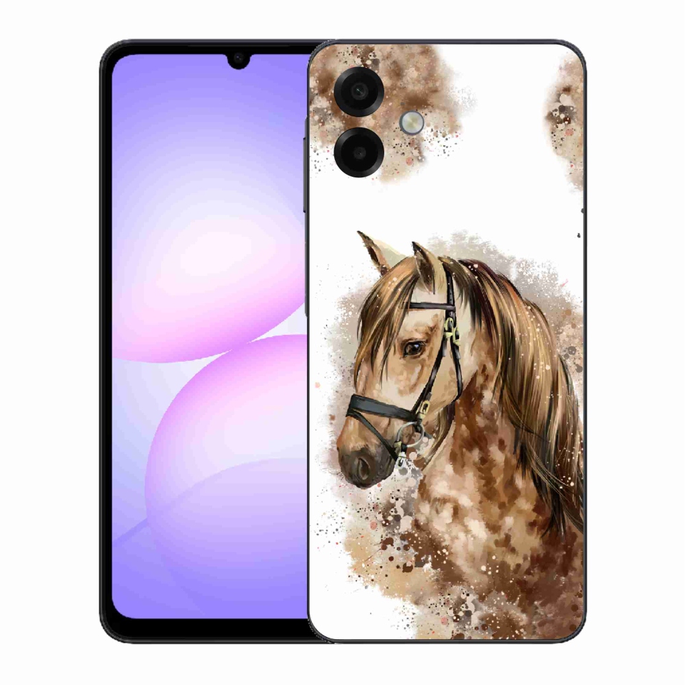 Zselés borítás mmCase Samsung Galaxy A07 4G - barna rajzfilm lóhoz