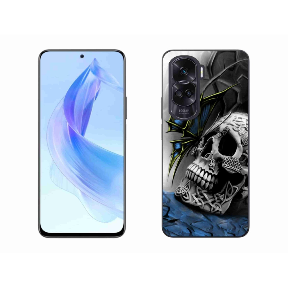 Zselés borítás mmCase a Honor 90 Lite-hoz - pillangó és koponya