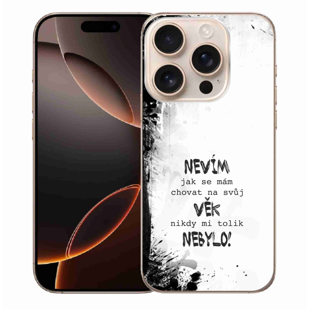 Gél borítás mmCase iPhone 16 Pro Max készülékhez - vicces szöveg 14 fehér háttér