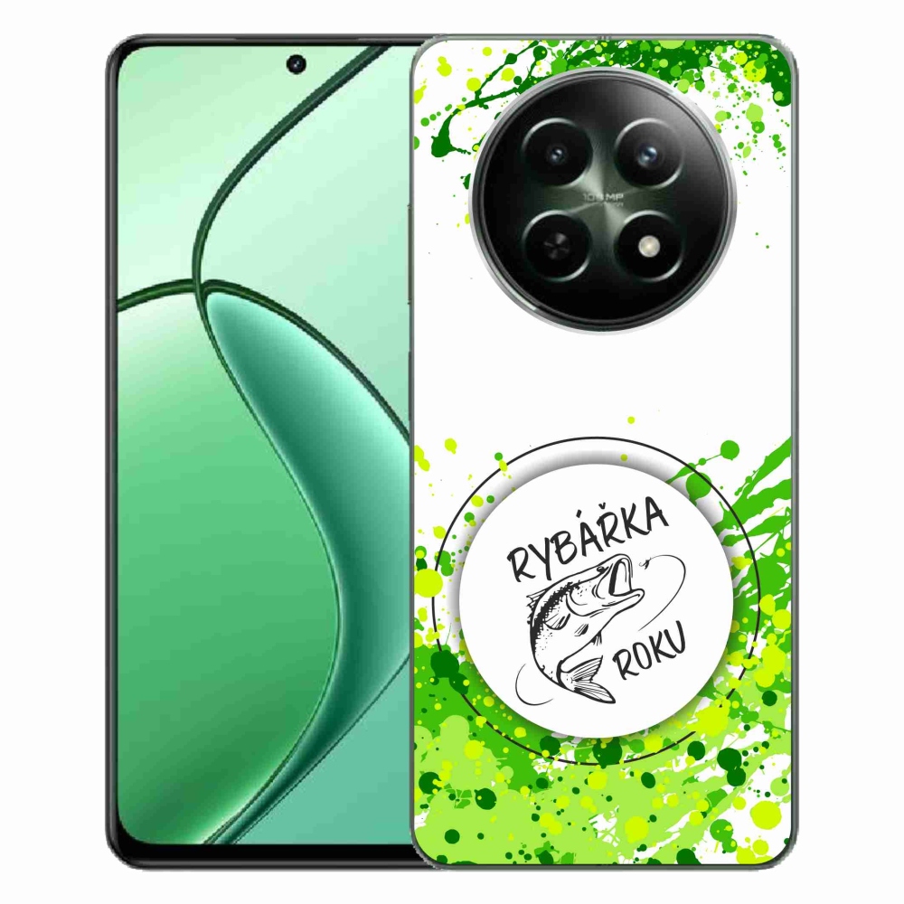 Zselés borító mmCase a Realme 12 5G/12x 5G számára - az év horgásza fehér háttérrel