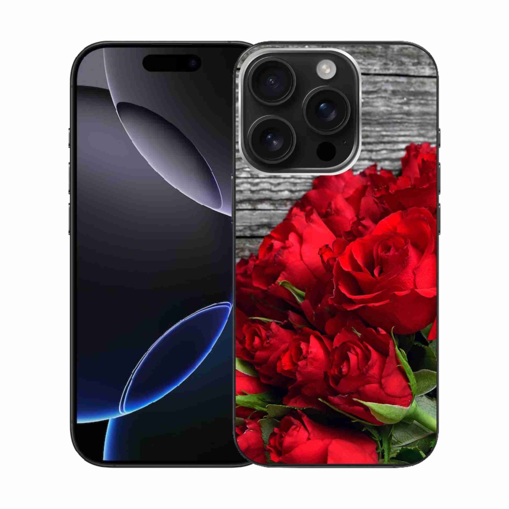 Gél borítás mmCase iPhone 16 Pro készülékhez - piros rózsa