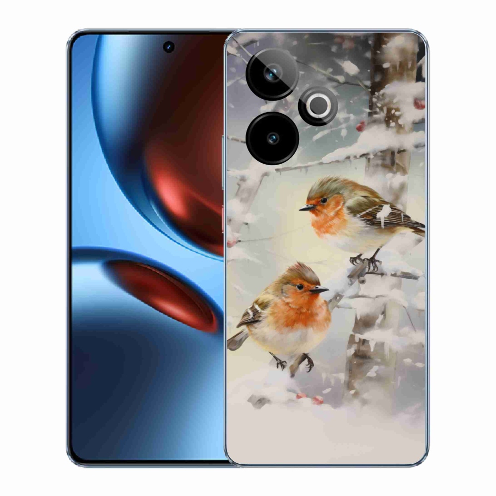 Rugalmas zselés tok mmCase képpel a Realme GT 7 5G/GT 7T 5G számára - madarak télen