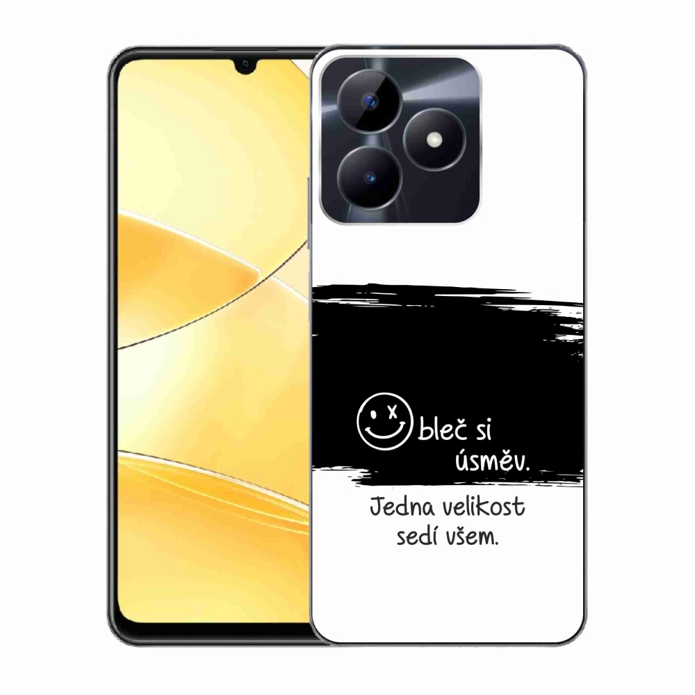 Gél borító mmCase a Realme C51/C53 készülékhez - vicces szöveg 8 fekete-fehér háttérrel