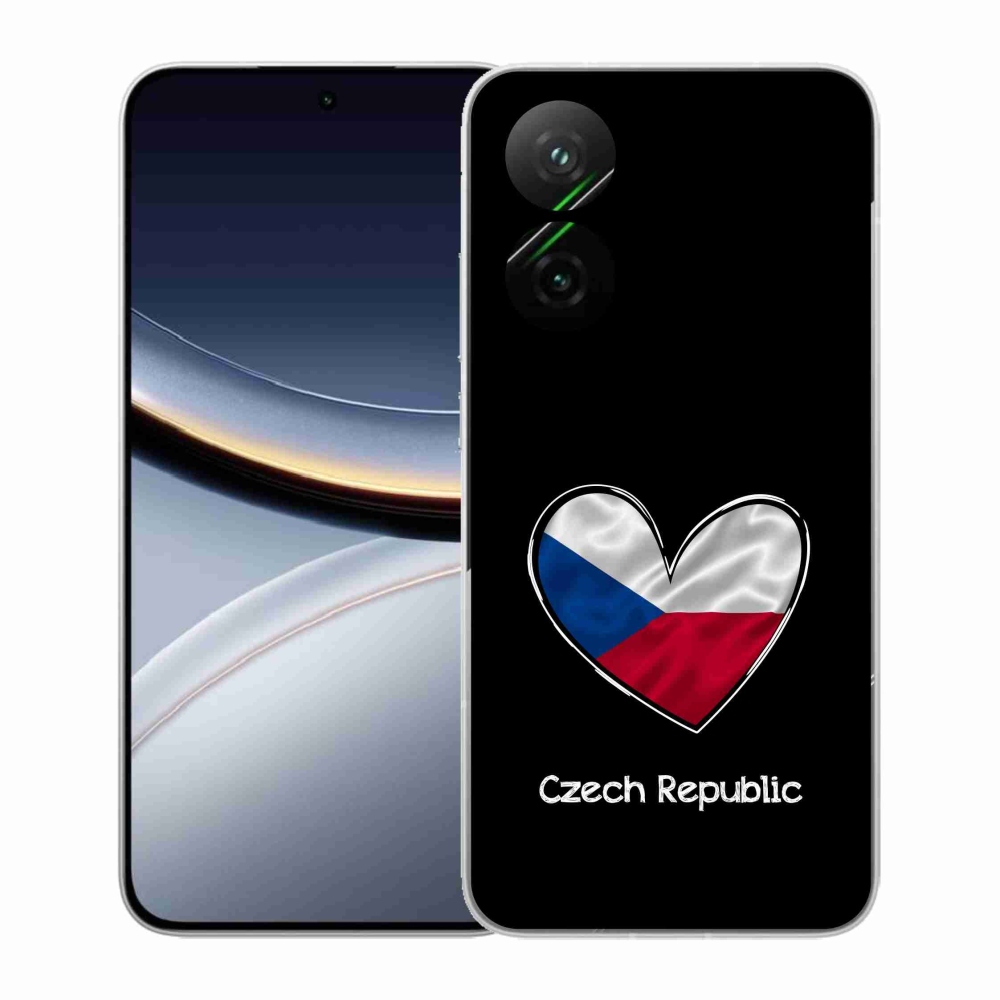 Gél borító mmCase a Xiaomi Poco F7 5G-hez - szív zászló fekete háttérrel