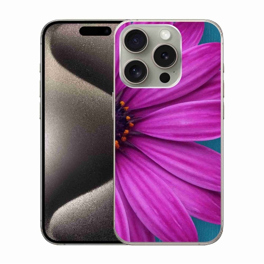 Gél tok mmCase iPhone 15 Pro készülékhez - lila százszorszép
