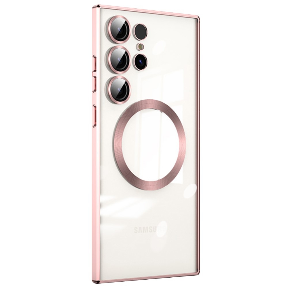 Átlátszó tok kameravédelemmel és MagSafe támogatással Samsung Galaxy S23 Ultra készülékhez - rózsaarany színben