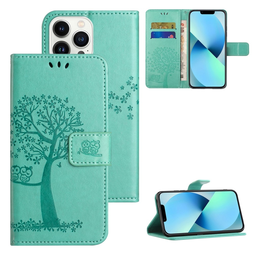 Fa könyvtáska iPhone 15 Pro Max készülékhez - teal színű