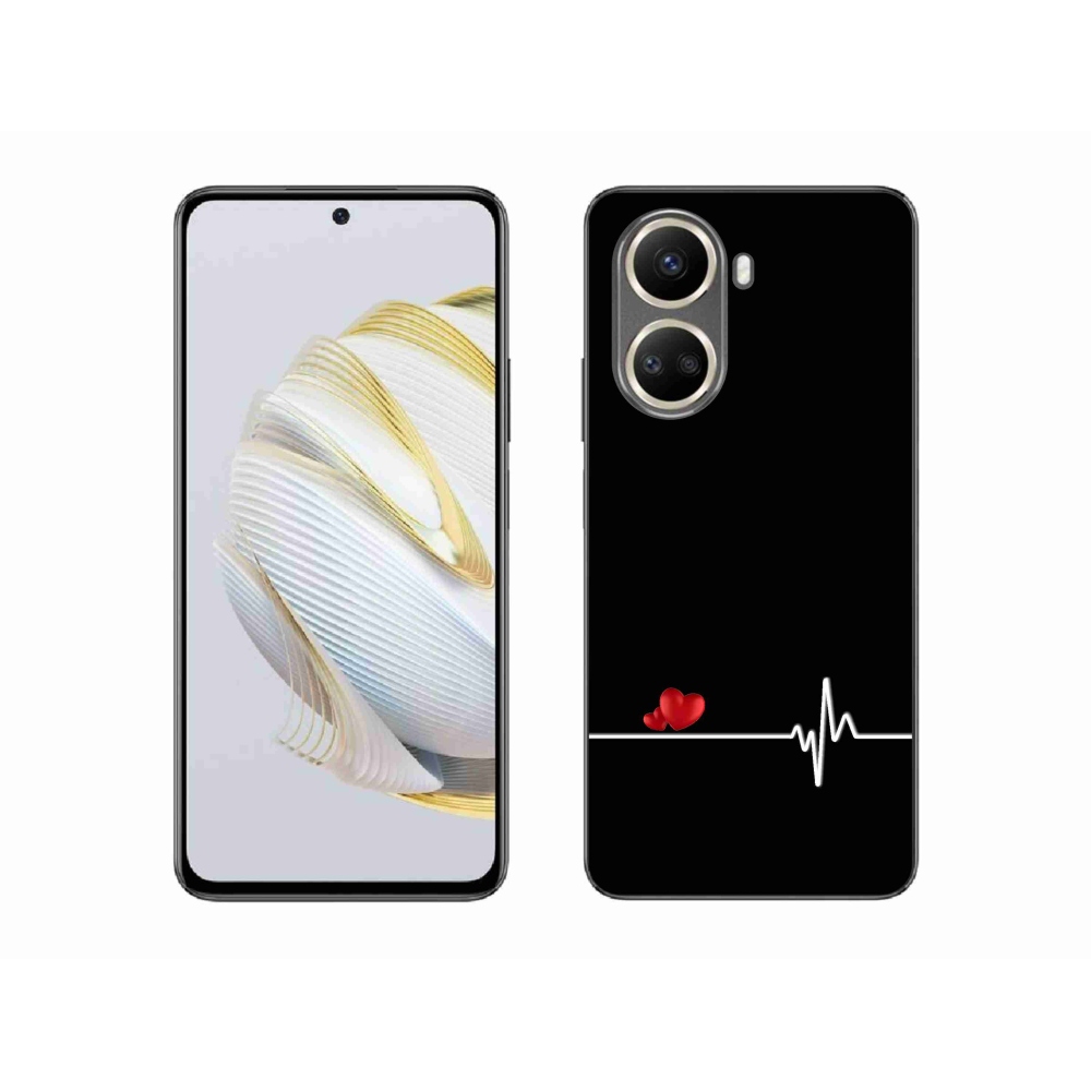 Gél borító mmCase a Huawei Nova 10 SE-n - szív és szívverés fekete háttérrel