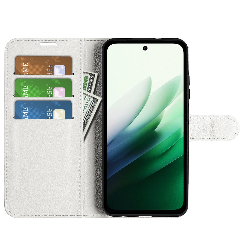 Litchi könyv tok Xiaomi Redmi 15 4G/5G (171mm) - fehér