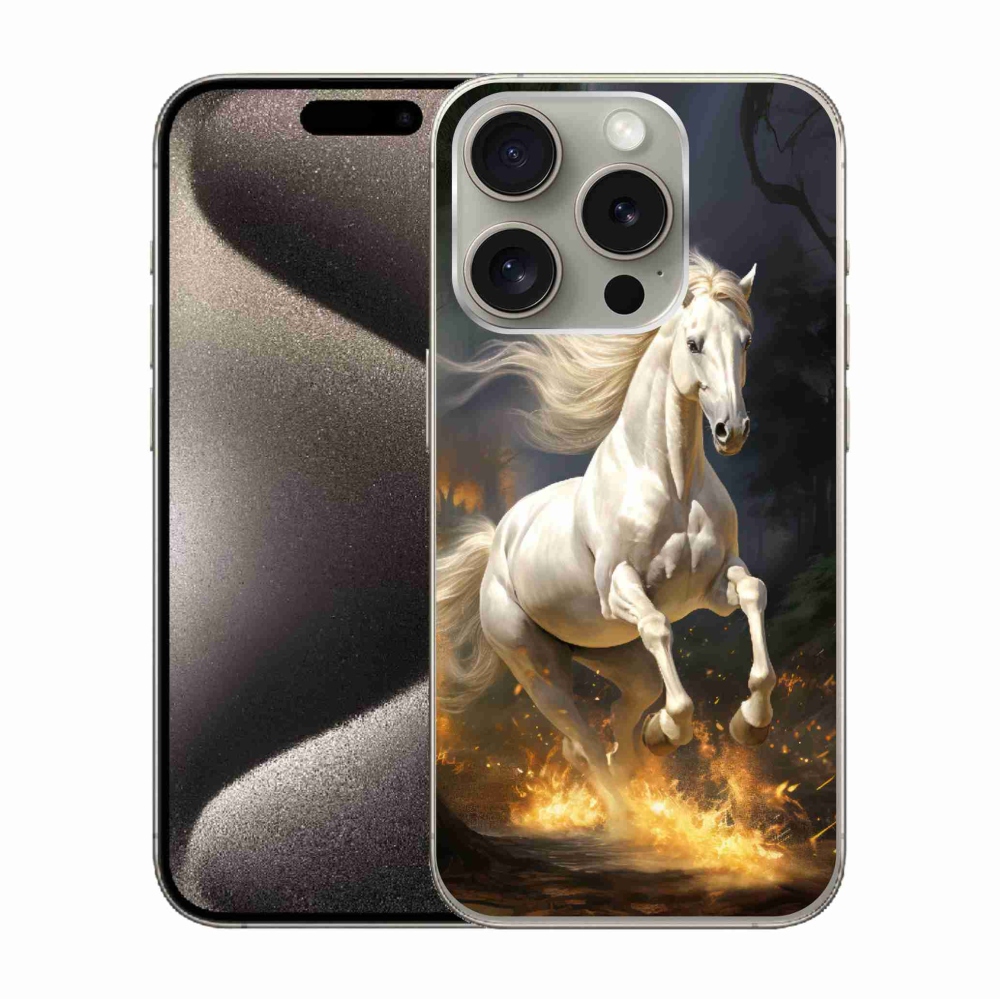 Zselés borítás mmCase iPhone 15 Pro készülékhez - fehér ló 2