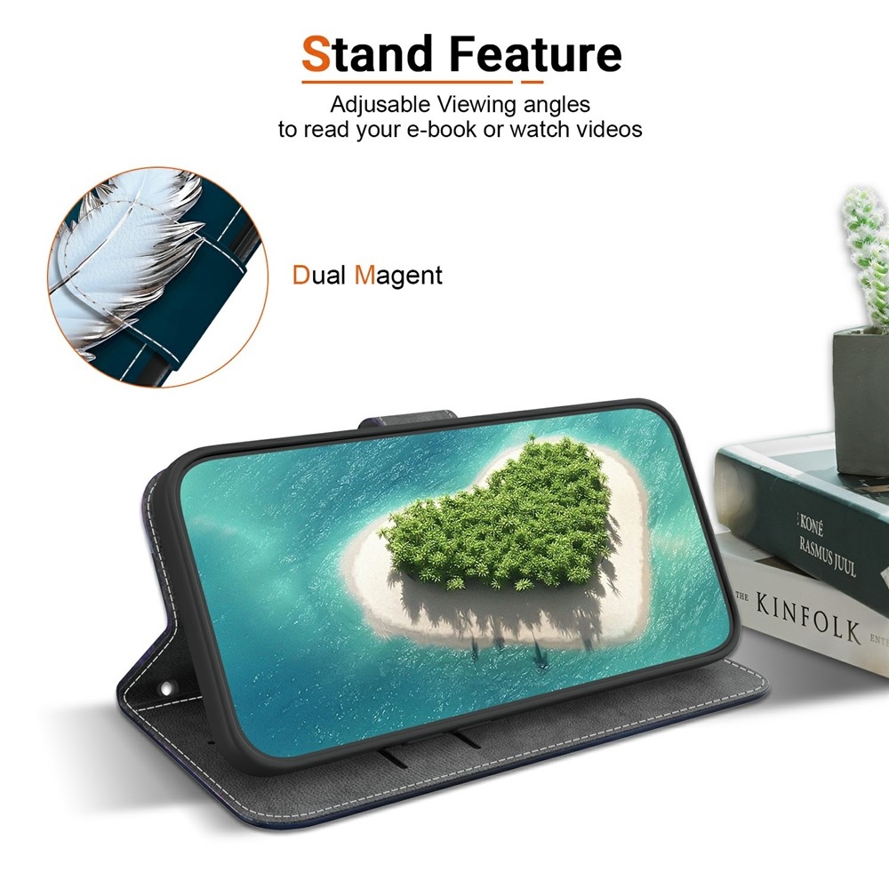 Sokoldalú könyvtáska Xiaomi 15T számára - fehér tollak