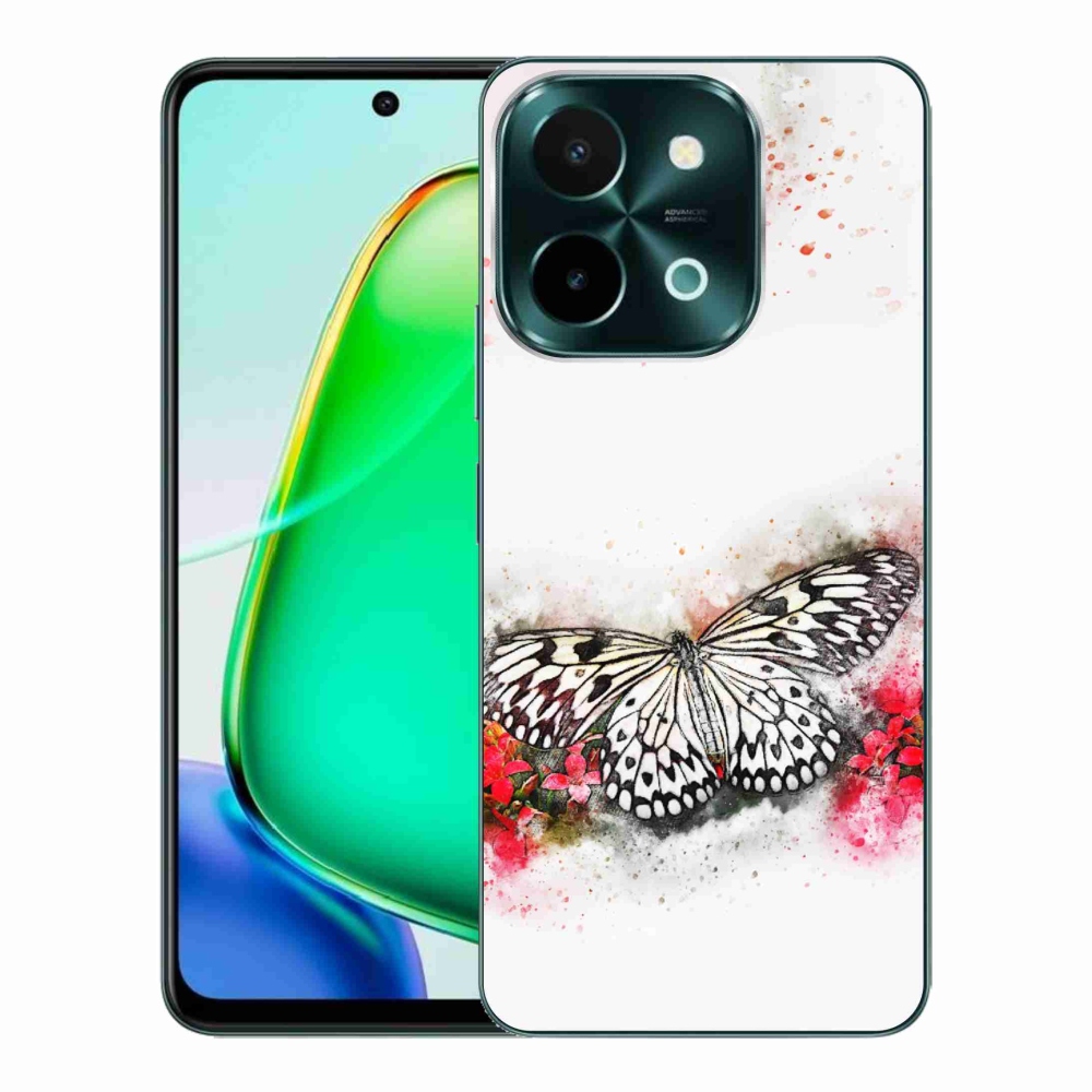 Zselés borítás mmCase a Vivo Y28-hoz - fekete-fehér pillangó