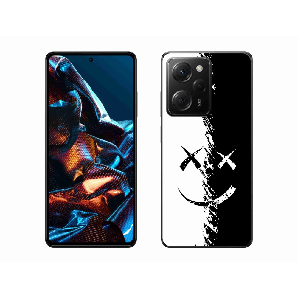 Gél borítás mmCase a Xiaomi Poco X5 Pro 5G számára - fekete és fehér mosolygó