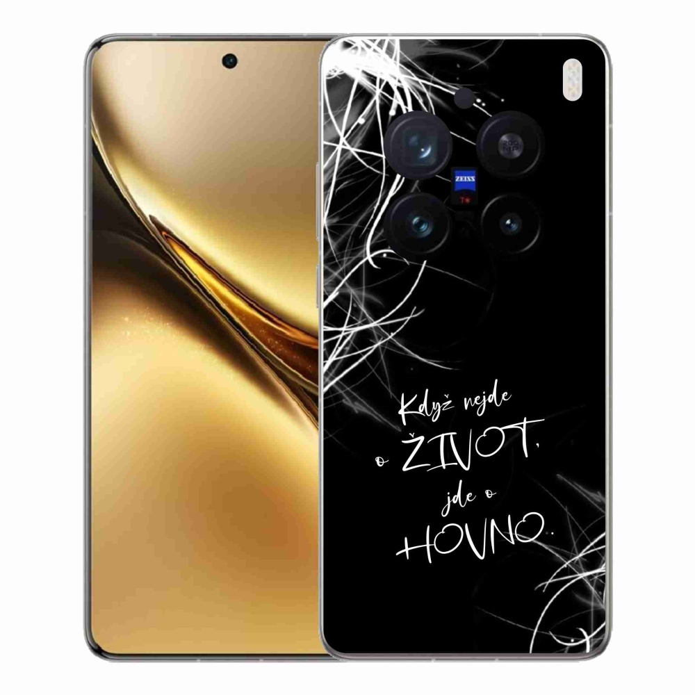 Gél borító mmCase a Vivo X200 Pro 5G készülékhez - vicces szöveg 16 fekete háttér