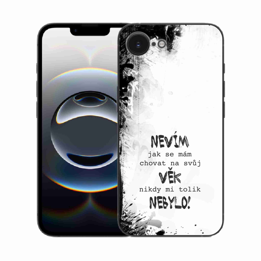 Zselés borító mmCase iPhone 16e készülékhez - vicces szöveg 14 fehér háttér