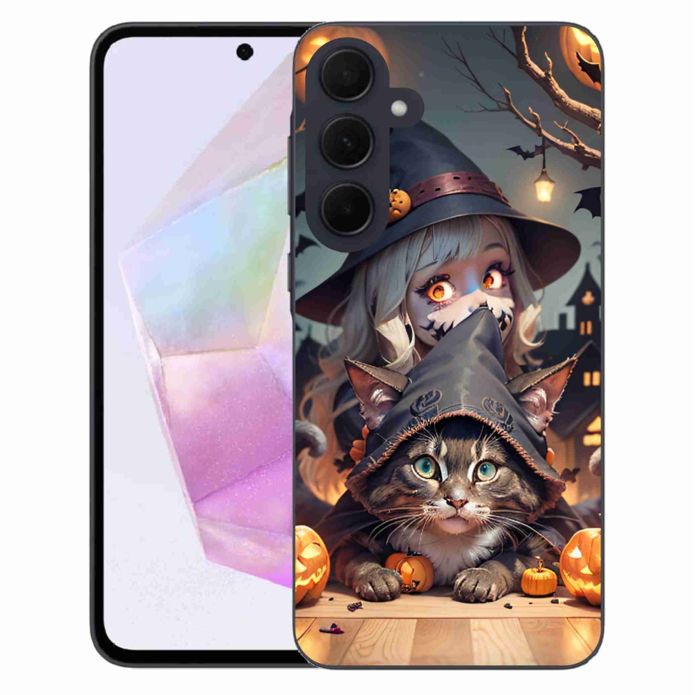 Zselés borítás mmCase Samsung Galaxy A35 5G - boszorkány macskával