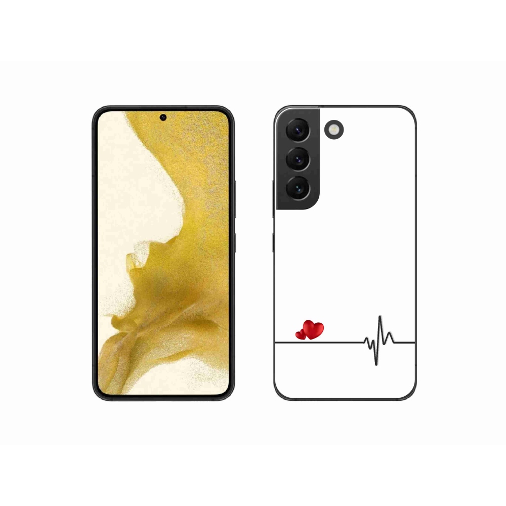 Gél borító mmCase Samsung Galaxy S22 5G - szív és szívverés fehér háttérrel