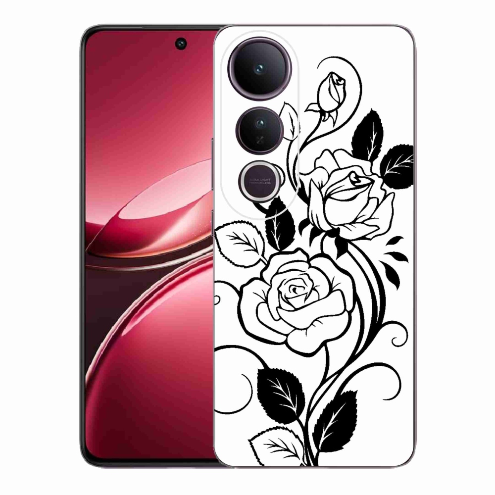 Gél borítás mmCase a Vivo V50 Lite 4G/5G-n - fekete és fehér rózsa