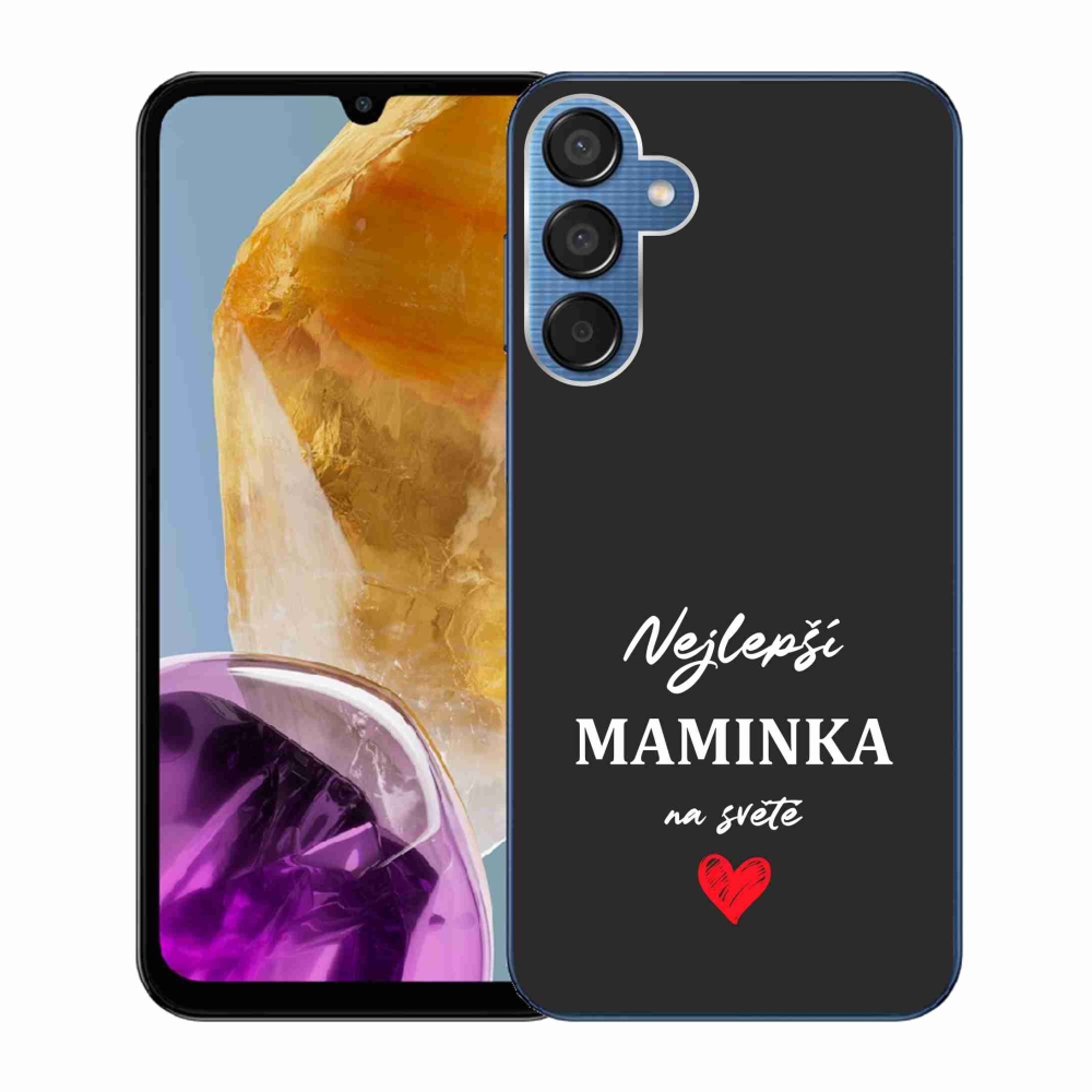 Gél borító mmCase a Samsung Galaxy M15 5G - legjobb anya 1 fekete háttérrel