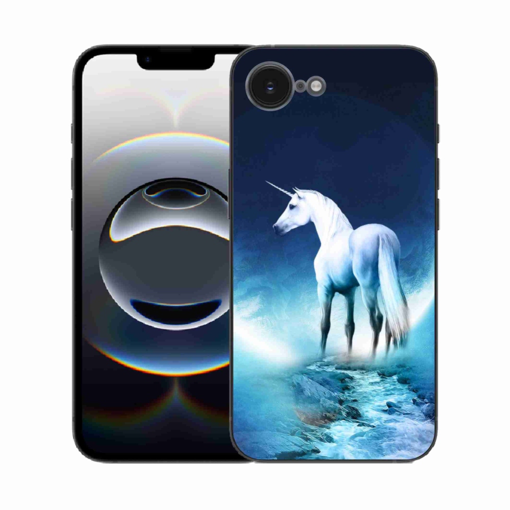 Zselés borítás mmCase iPhone 16e készülékhez - fehér egyszarvú