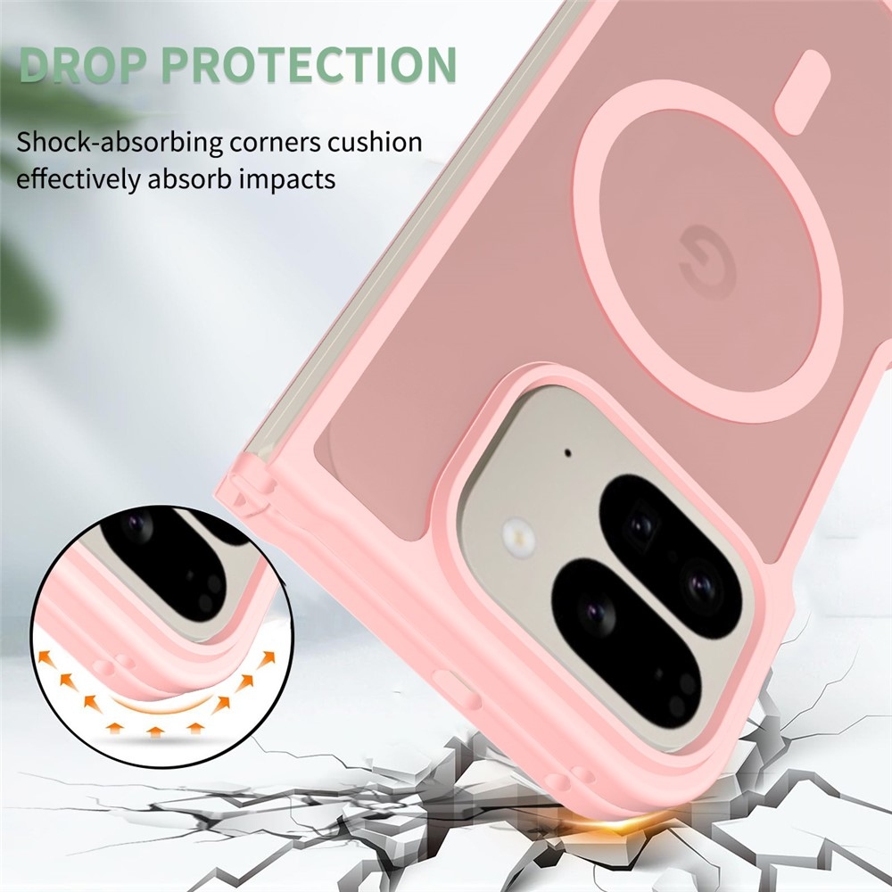 Bőr zselés tok fix hátlappal és MagSafe támogatással a Google Pixel 10 Pro Foldhoz - rózsaszínű