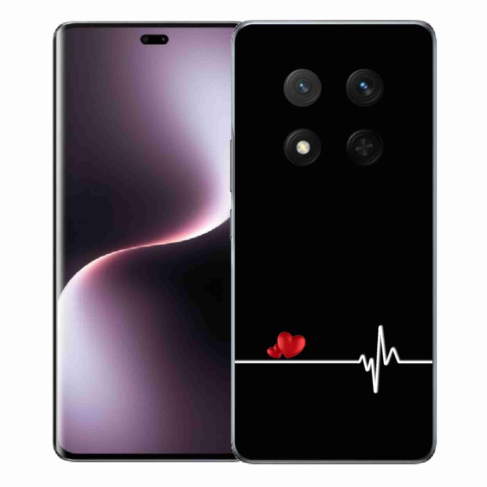 Gél borító mmCase a Honor Magic 7 Lite 5G számára - szív és szívverés fekete háttérrel