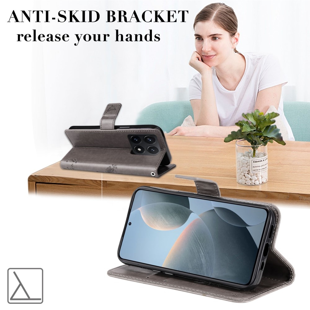 Fák könyv tok Xiaomi 14T-hez - szürke