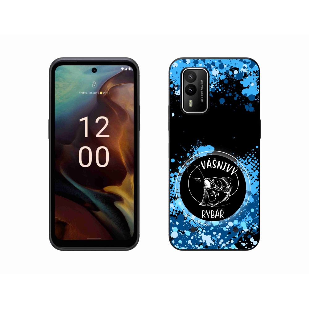 Zselés borítás mmCase a Nokia XR21 készülékhez - szenvedélyes halász fekete háttérrel