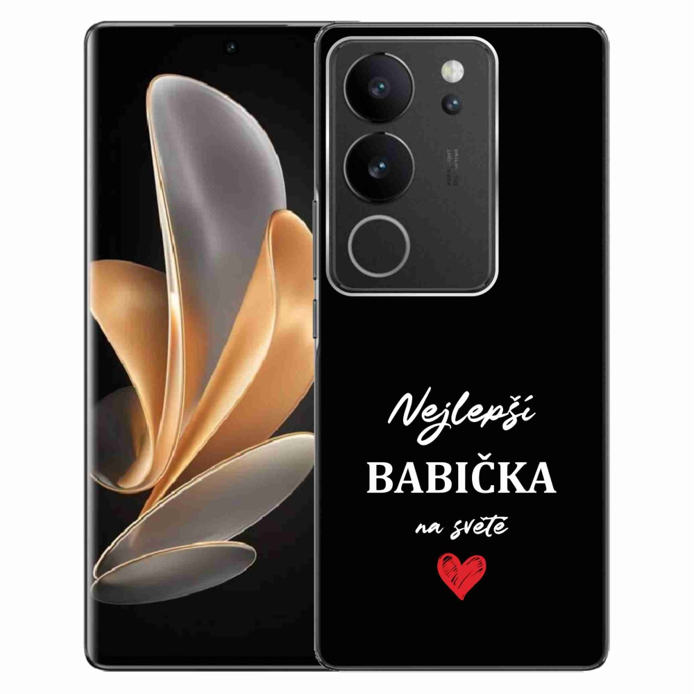 Gél borítás mmCase a Vivo V29 5G - Best Grandma 1 fekete háttérrel
