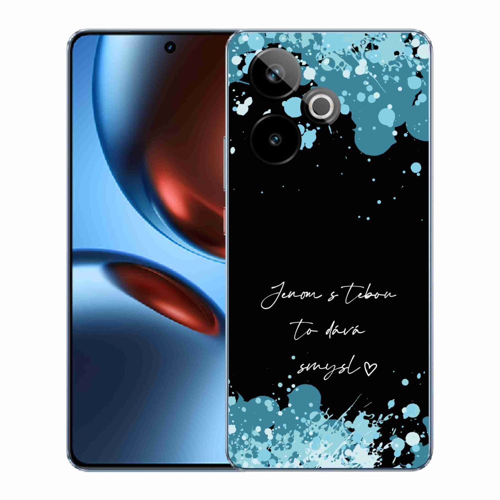 Rugalmas zselés tok mmCase a Realme GT 7 5G/GT 7T 5G képével - szerelmes szöveg fekete háttérrel