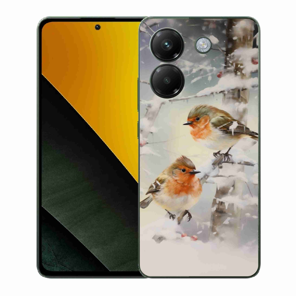 Gél borítás mmCase a Xiaomi Poco M7 Pro 5G számára - madarak télen