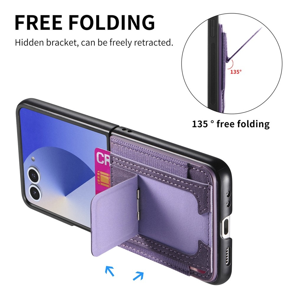 Fényűző műanyag borítás műbőrrel Samsung Galaxy Z Flip7 5G készülékre - lila