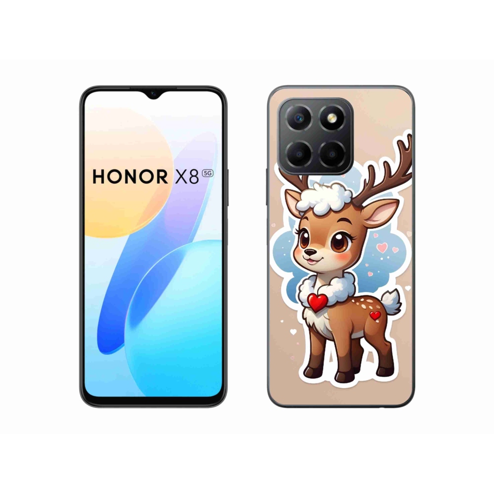 Zselés borítás mmCase a Honor X8 5G számára - rajzfilm rénszarvas