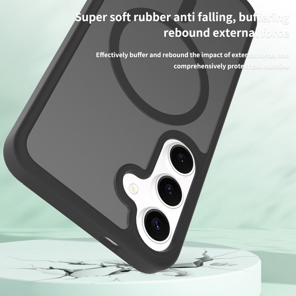 Bőr zselés tok fix hátlappal és MagSafe támogatással Samsung Galaxy S25+ készülékhez - fekete