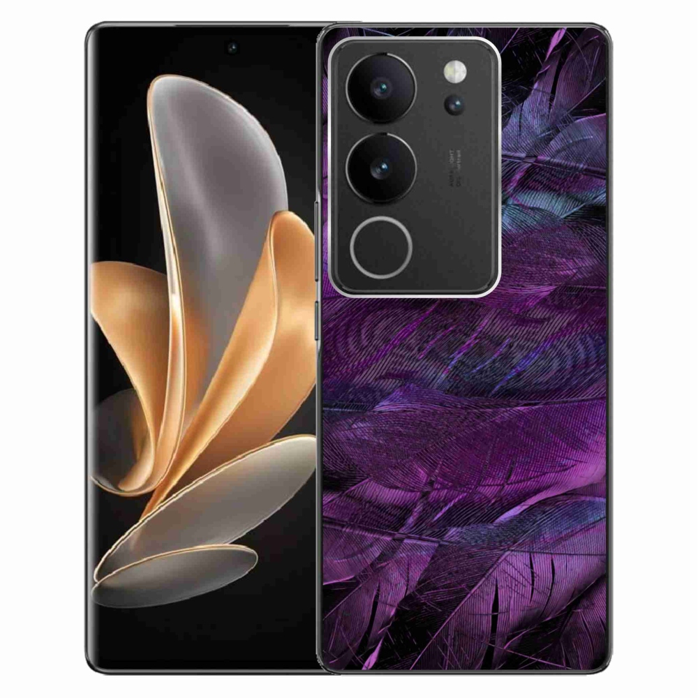 Gél borítás mmCase Vivo V29 5G - lila tollakhoz