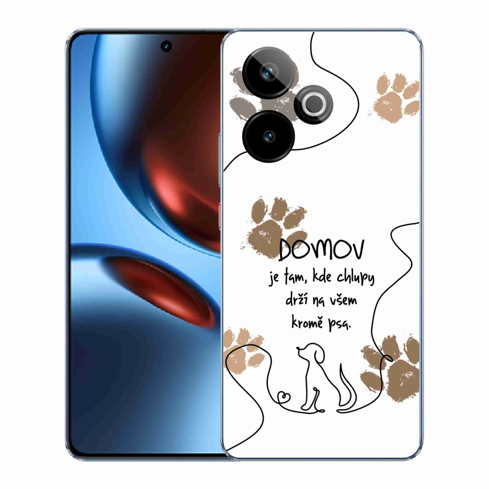 Rugalmas zselés tok mmCase képpel a Realme GT 7 5G/GT 7T 5G számára - kutyamotívum fehér háttérrel