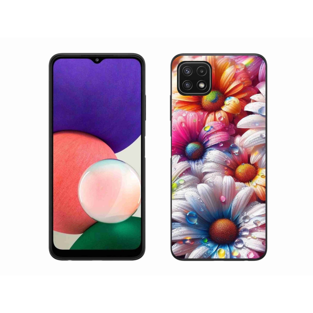 Zselés borítás mmCase Samsung Galaxy A22 5G - színes margarétákhoz