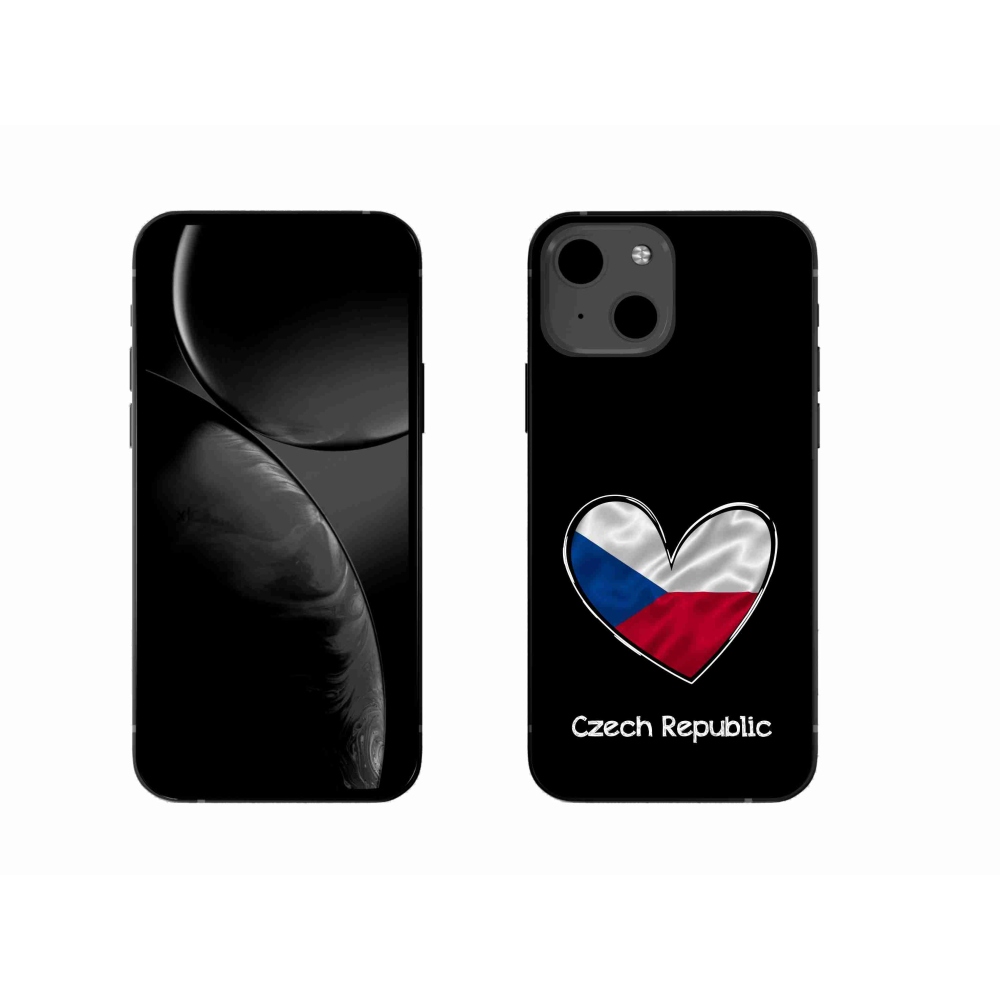 Gél borítás mmCase iPhone 13 6.1 készülékhez - zászlós szív fekete háttérrel