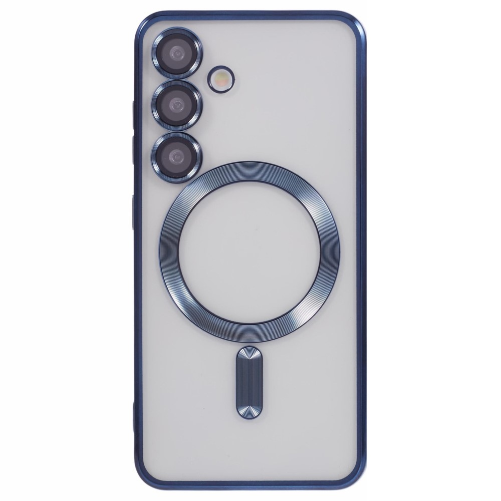 Átlátszó tok kameravédelemmel és MagSafe támogatással Samsung Galaxy S25+ készülékhez - sötétkék