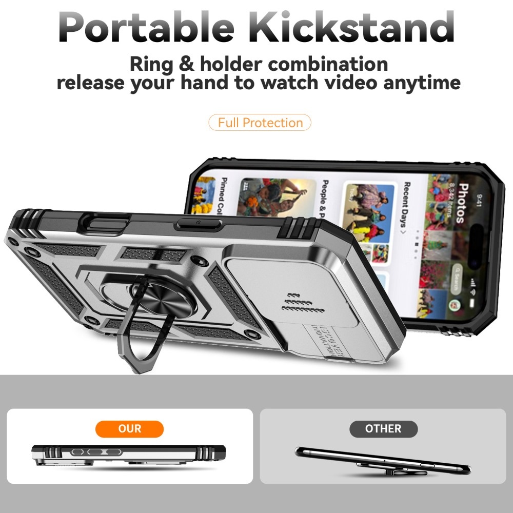 Tartós csúszásbiztos borítás iPhone 16 Pro készülékhez - ezüst